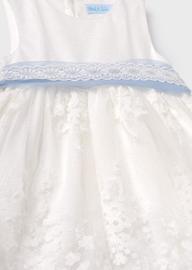 Φόρεμα τούλι ζακάρ κέντημα (SS24) 5004 λευκό