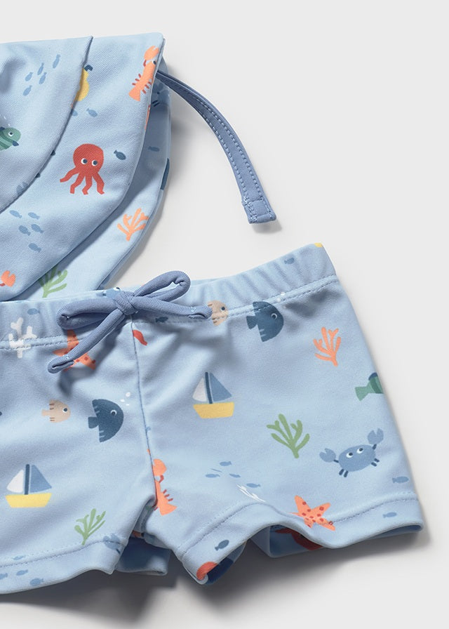 Μαγιό σετ με καπέλο (SS26) 1617 μπλε 3τμχ