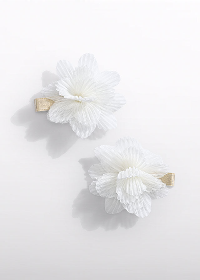 Haarspange Blumen Tüllstickerei 5415 weiß
