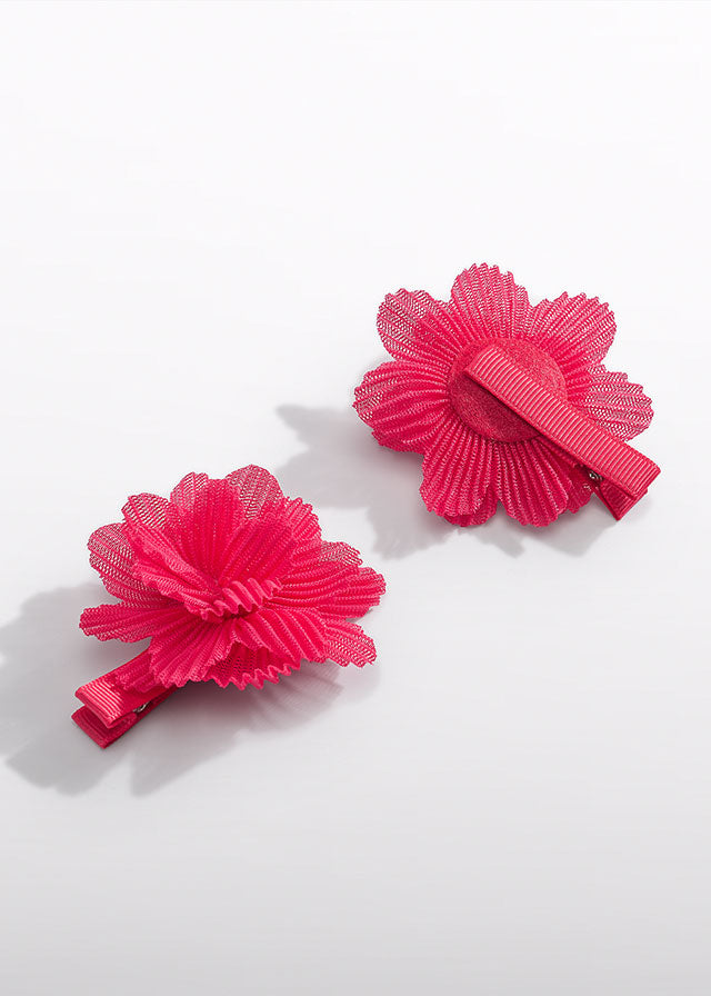 Haarspange Blumen Tüllstickerei 5415 weiß