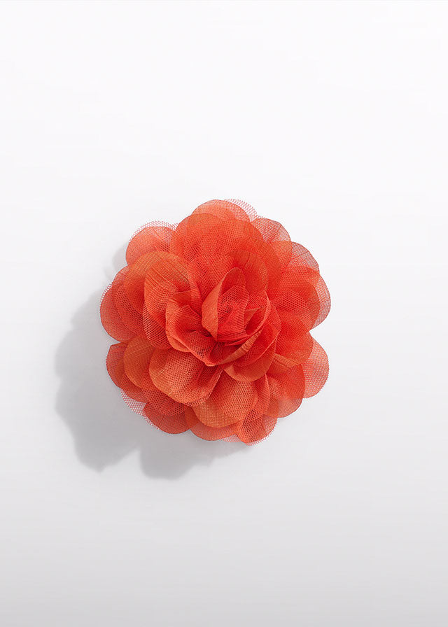 Hair clip flowers tulle embroidery 5415 white