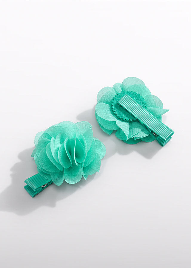Haarspange Blumen Tüllstickerei 5415 weiß
