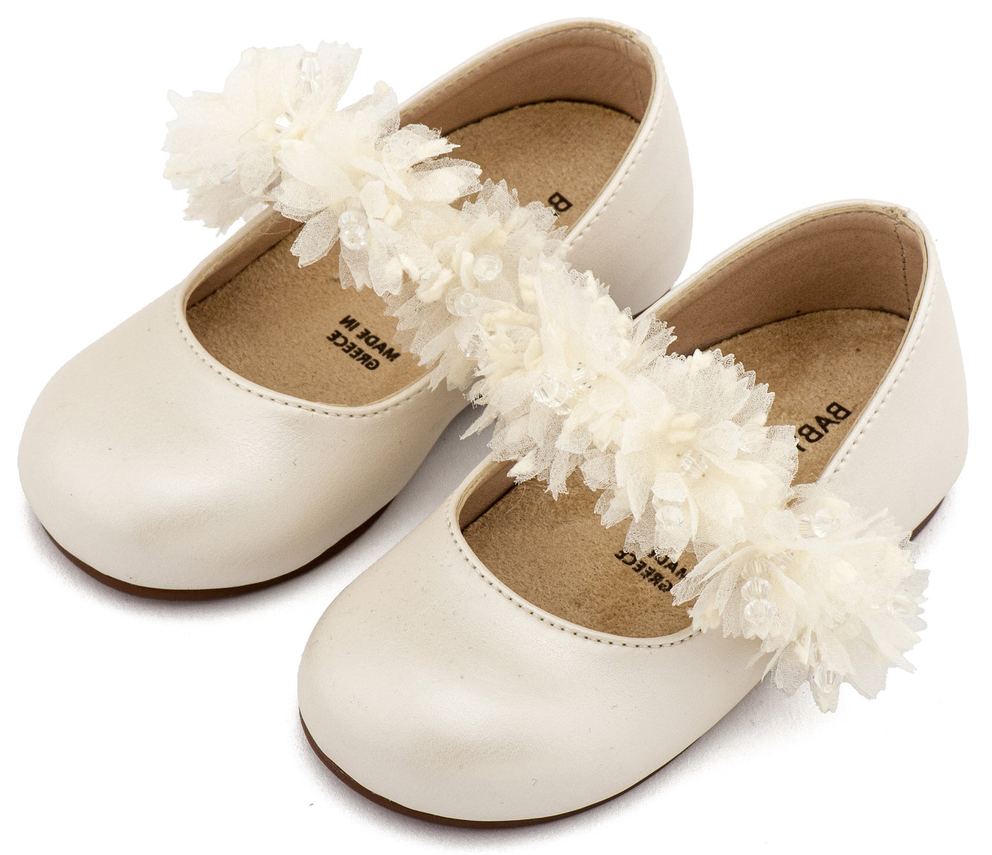 Babywalker Γοβάκι Μονή Μπαρέτα Διακοσμημένη BS3602 Εκρού