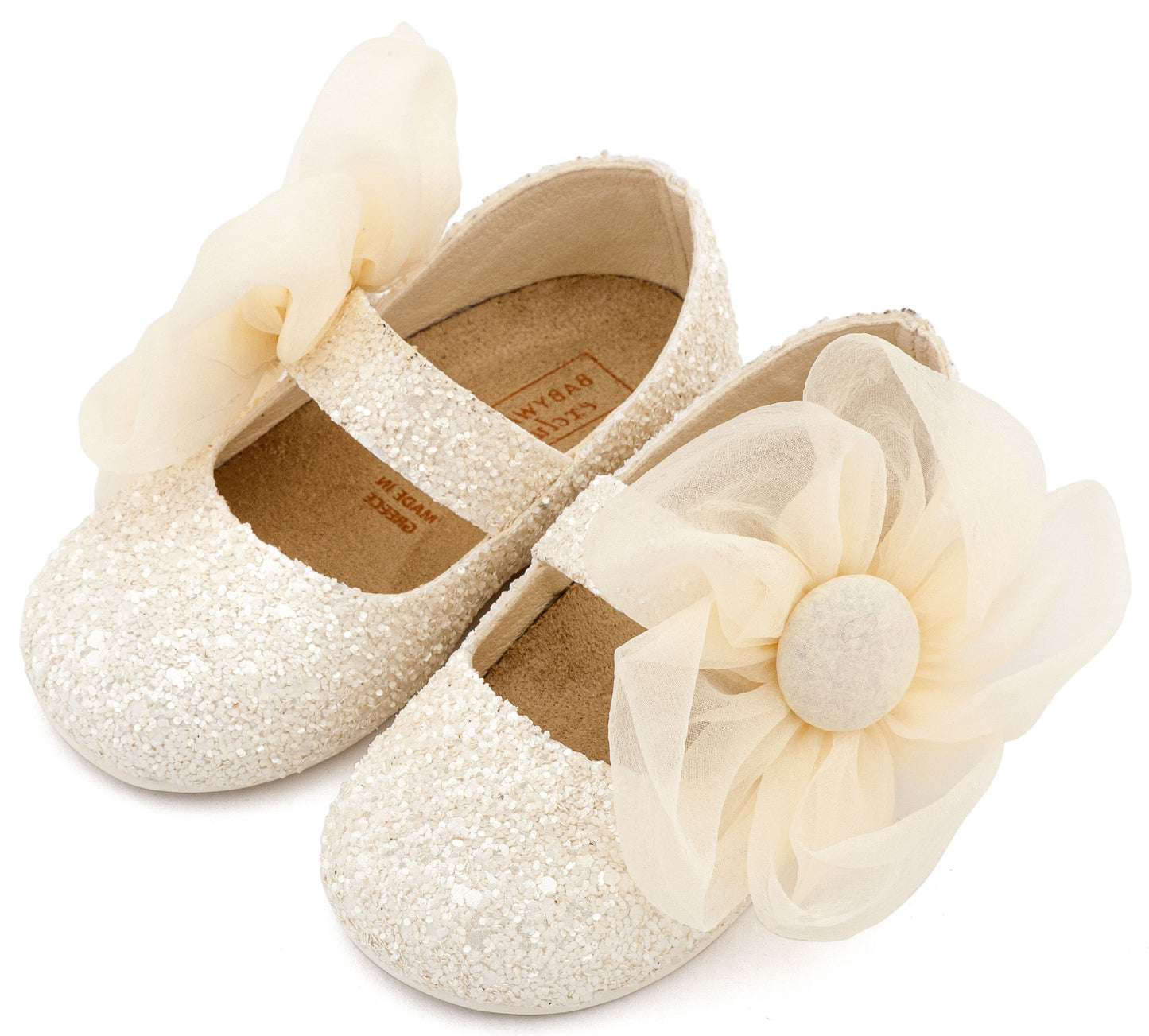 Babywalker Leather Clogs with Handmade Flower EXC5772