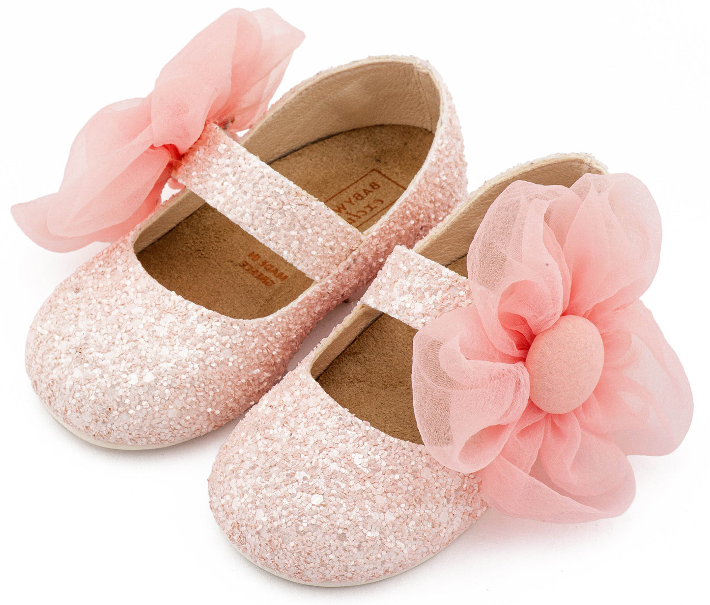 Babywalker Leather Clogs with Handmade Flower EXC5772