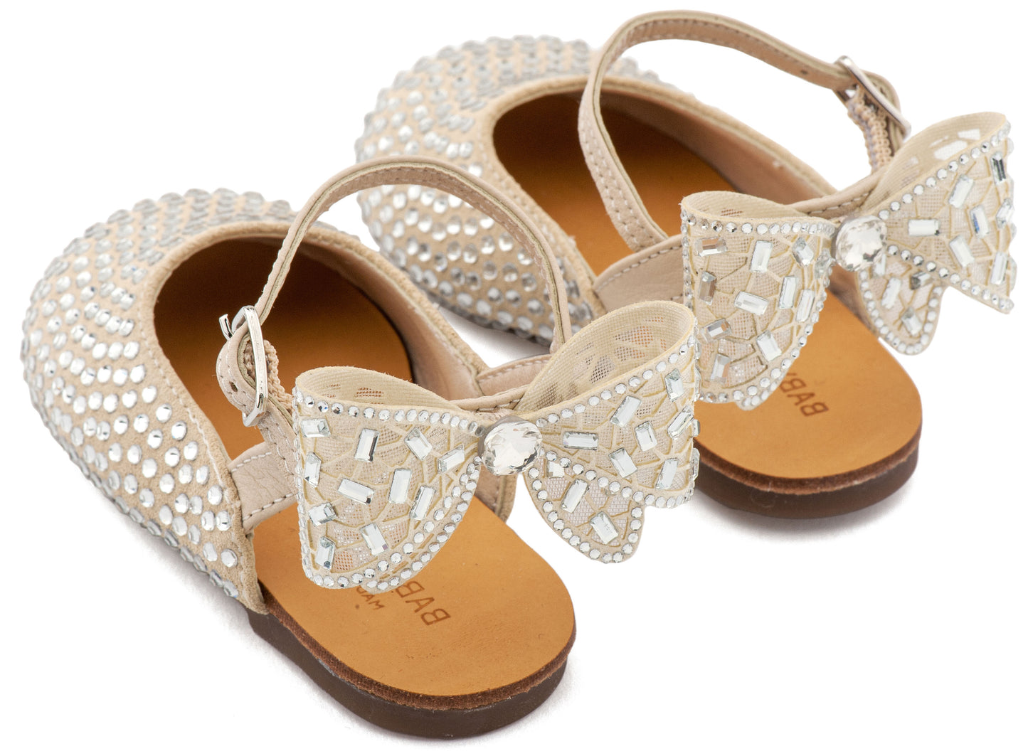 Babywalker Σαμπό Διακοσμημένο Ολόγυρα με Στρας και Φιόγκο απο Στρας στη Φτέρνα LU6132 Μπεζ