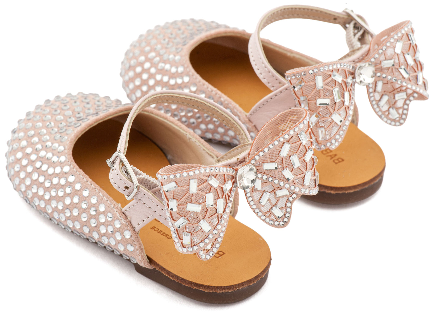 Babywalker Σαμπό Διακοσμημένο Ολόγυρα με Στρας και Φιόγκο απο Στρας στη Φτέρνα LU6132 Ροζ Αντικέ