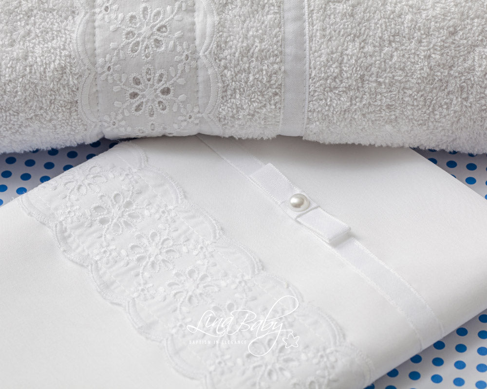 Βαπτιστικό Λαδόπανο σετ Sappho 1541 Λευκό 6τμχ