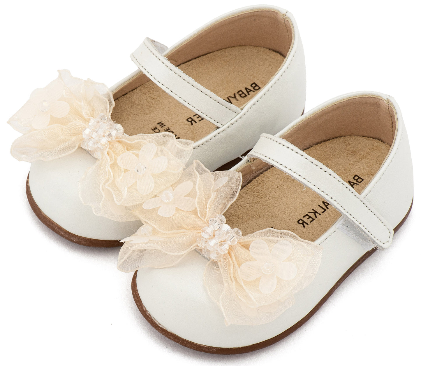 Babywalker Γοβάκι Μονή Μπαρέτα Φιογκάκι Οργάντζας PRI2659 Εκρού