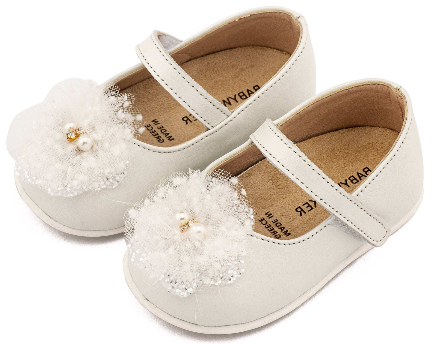 Babywalker Γοβάκι Μονή Μπαρέτα Χειροποίητο Διακοσμητικό απο Τούλι PRI2660 Εκρού