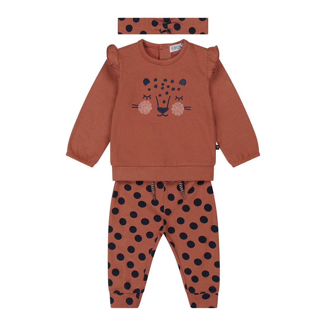 Μπλουζάκι παντελονάκι κορδέλα μαλλιών σετ S48309-31 ροζ 3τμχ