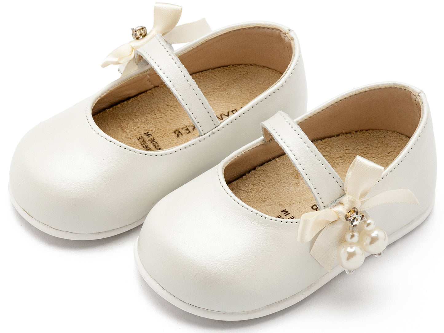 Babywalker Γοβάκι Μονή Μπαρέτα με Φιογκάκι και Πέρλες PRI2646 Εκρού - Artousa