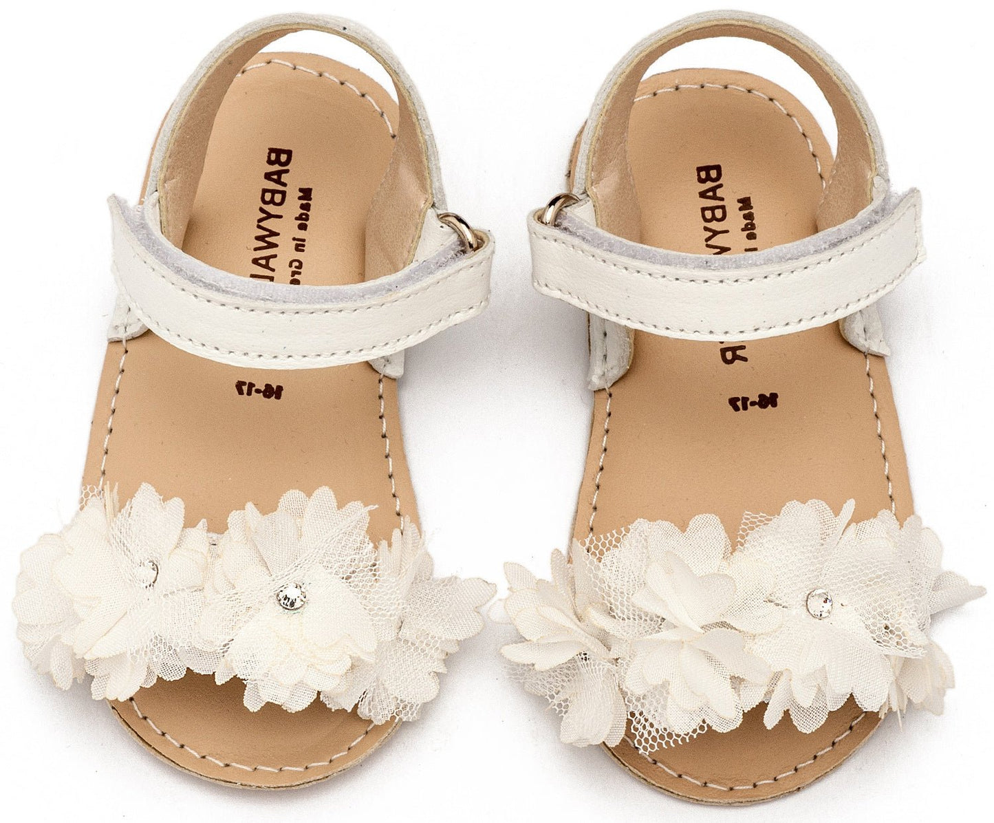 Babywalker Πέδιλο με Chiffon Λουλούδια MI1633 Λευκό - Artousa