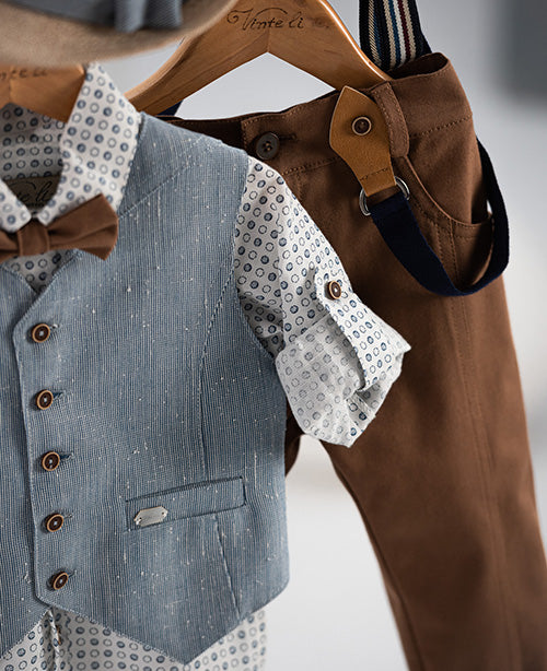 Βαπτιστικό σετ 5005 καφέ λευκό σιέλ 6τμχ