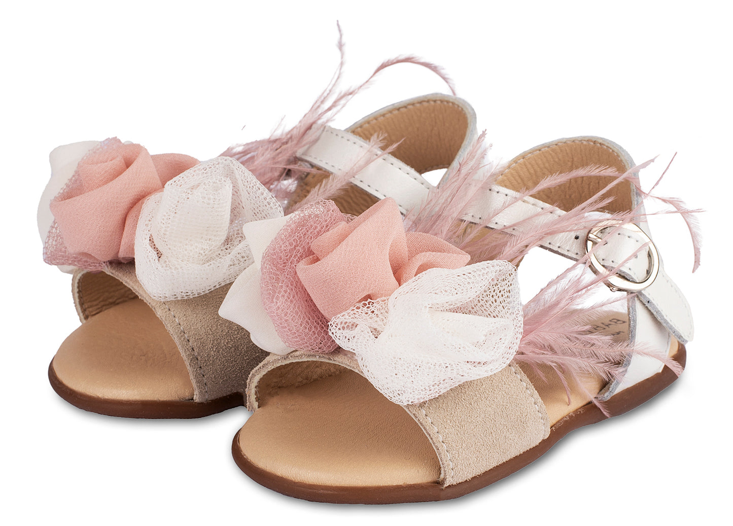 Babywalker Πέδιλο Διακοσμημένο με Λουλούδια και Φτερά PRI2616 Εκρού Ροζ