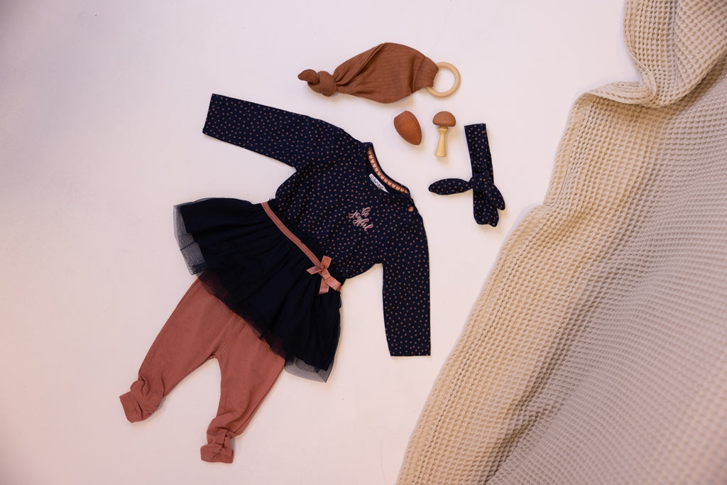 Σετ παντελονάκι - φορεματάκι μπλε 3τμχ U44349-31