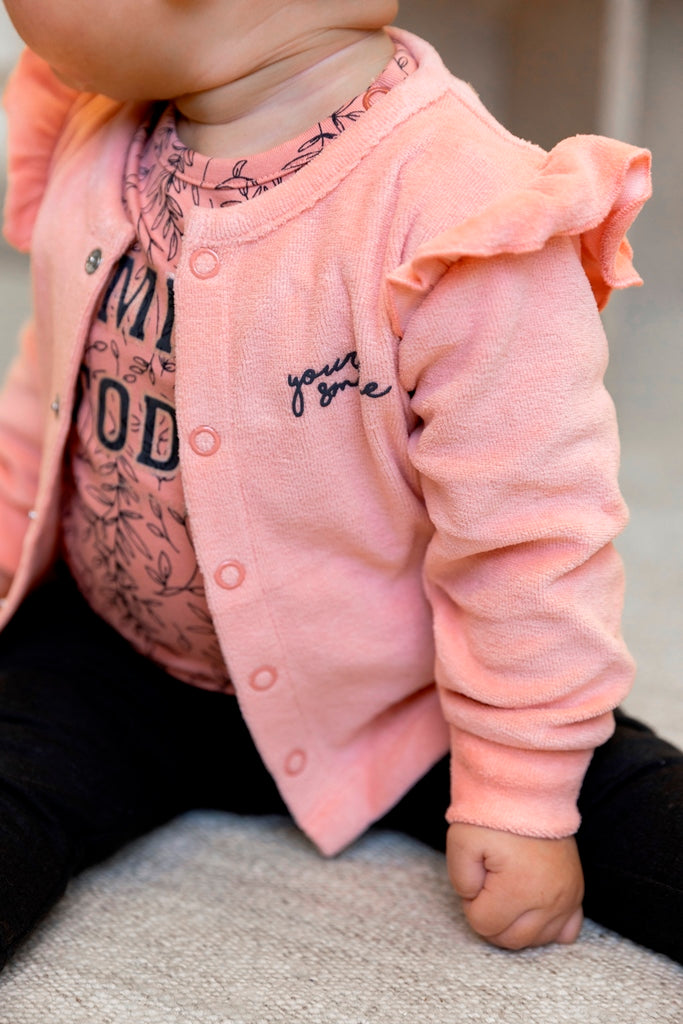 Σετ παντελονάκι - μπλούζα με ζακέτα ροζ 3τμχ U44465-31