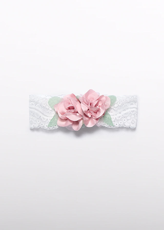 Hair clip flowers tulle embroidery 5415 white