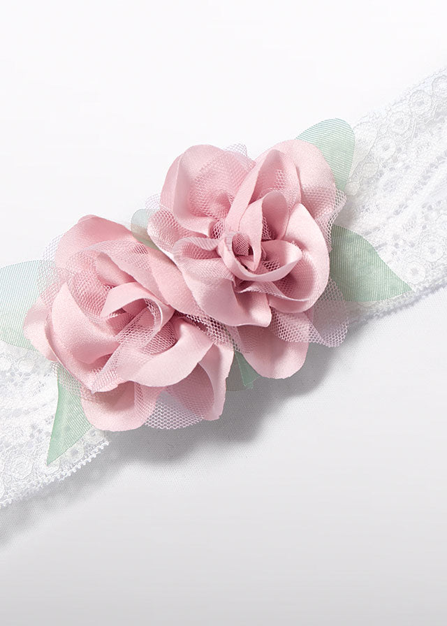 Hair clip flowers tulle embroidery 5415 white