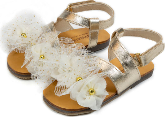 Babywalker Δερμάτινο Πέδιλο BW4725 Χρυσό Εκρού