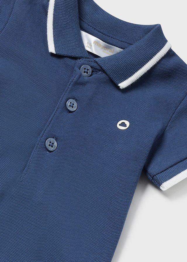 Basic short sleeve polo shirt (SS24) 190 blue