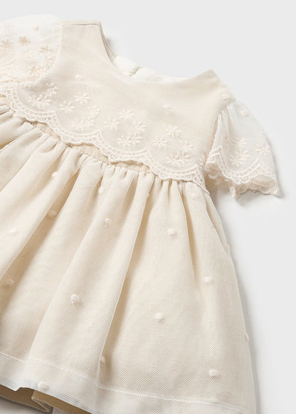 Φόρεμα τούλι κεντητό σετ (SS24) 1826 μπεζ 2τμχ