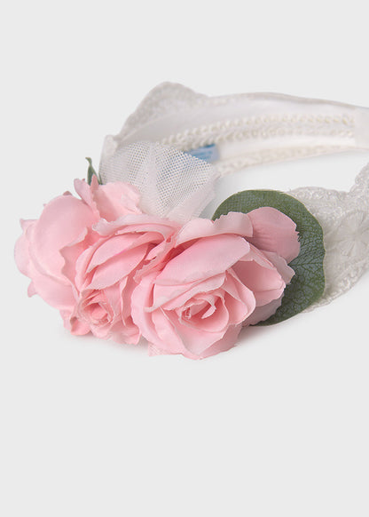 Hair clip flowers tulle embroidery 5415 white