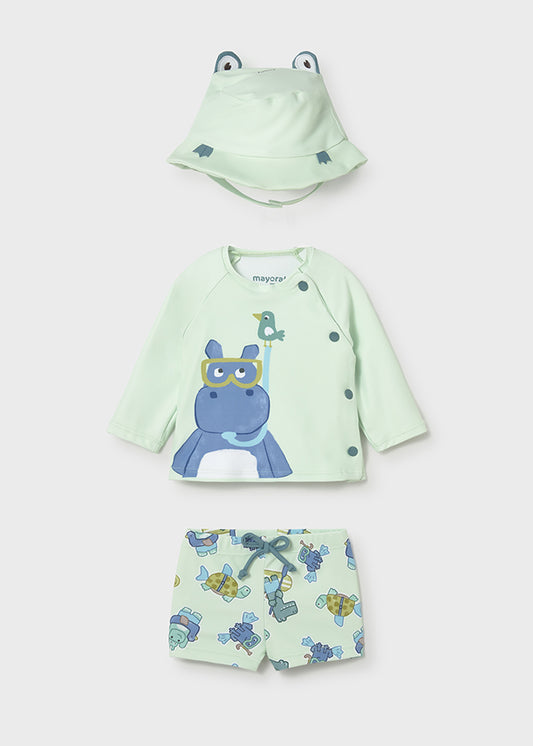 Μαγιό σετ με καπέλο (SS26) 1619 πράσινο 3τμχ