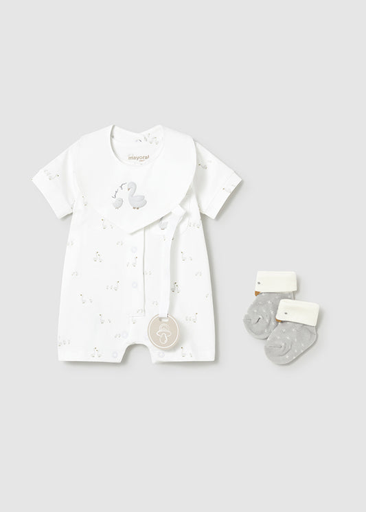 Jacquard polka dot dress set (SS24) 1820 white 2pcs