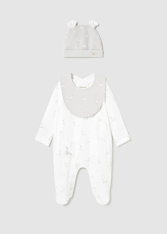 Jacquard polka dot dress set (SS24) 1820 white 2pcs