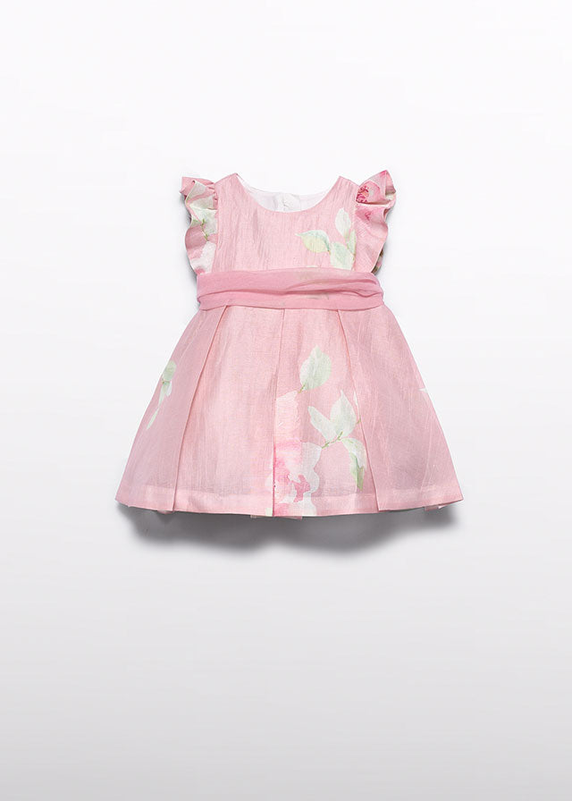 Φόρεμα λινό σταμπωτό (SS26) 5007 ροζ