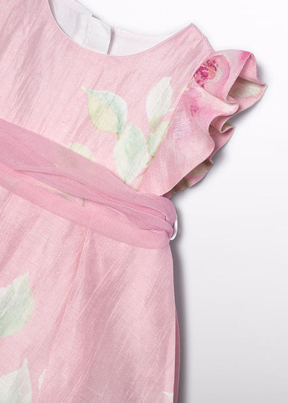 Φόρεμα λινό σταμπωτό (SS26) 5007 ροζ