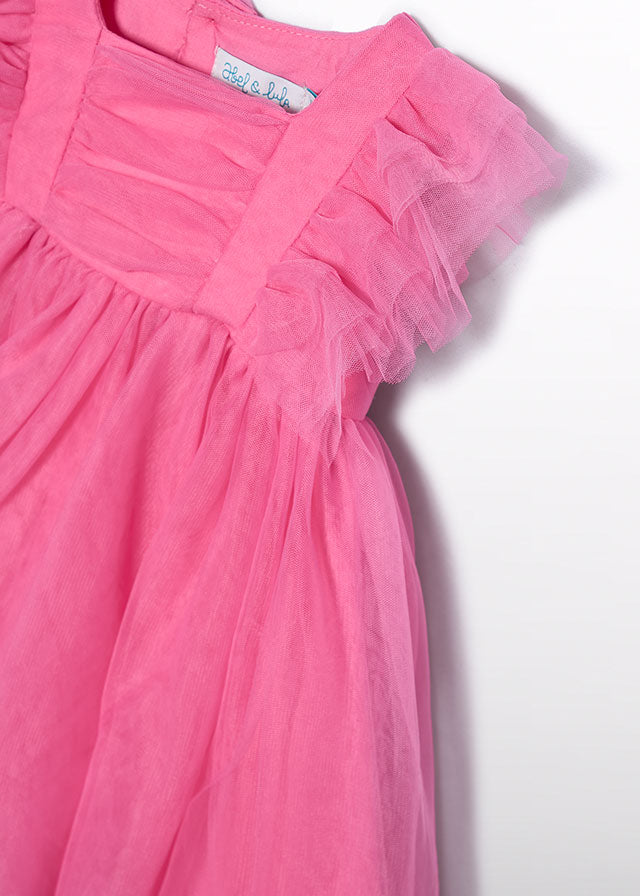 Φόρεμα τούλι βολάν (SS26) 5012 ροζ