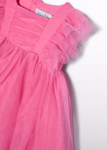 Φόρεμα τούλι βολάν (SS26) 5012 ροζ