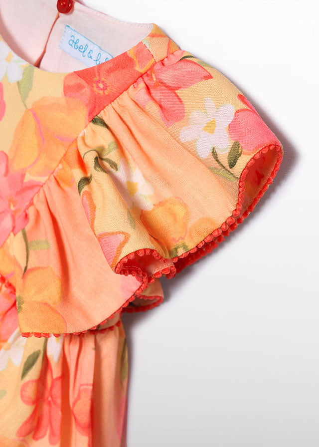 Φόρεμα γάζα ρουστίκ στάμπα (SS26) 5020 ροδακινί