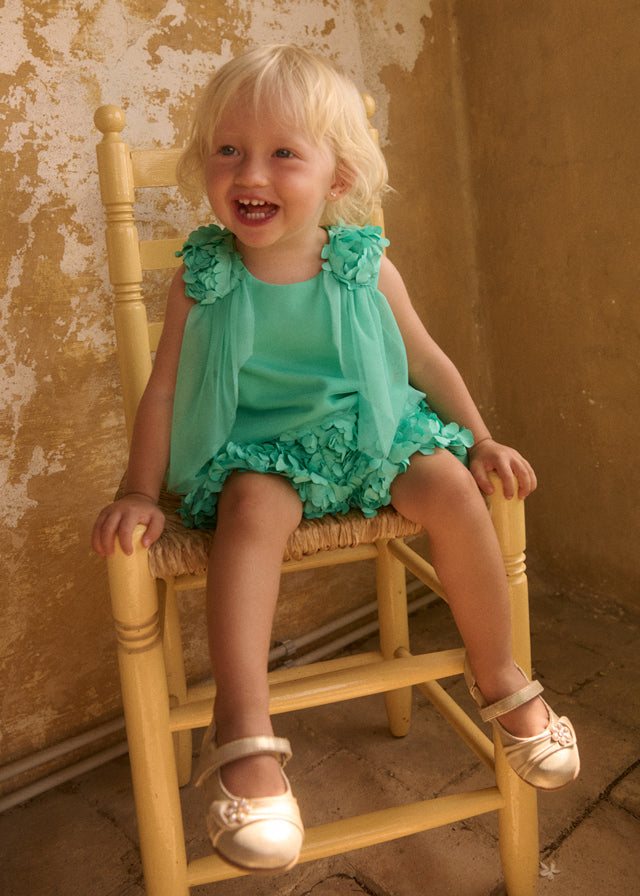 Σετ βερμούδα λουλούδια 3d (SS26) 5268 γαλάζιο 2τμχ