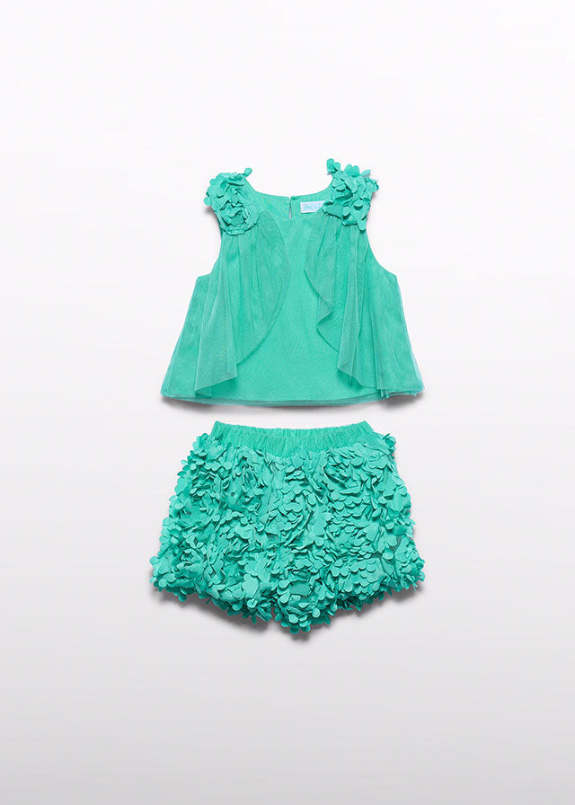 Σετ βερμούδα λουλούδια 3d (SS26) 5268 γαλάζιο 2τμχ