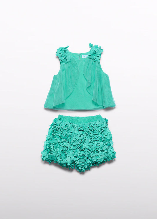 Σετ βερμούδα λουλούδια 3d (SS26) 5268 γαλάζιο 2τμχ