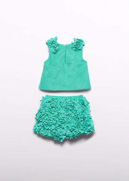 Σετ βερμούδα λουλούδια 3d (SS26) 5268 γαλάζιο 2τμχ