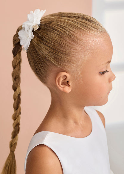 Haarspange Blumen Tüllstickerei 5415 weiß