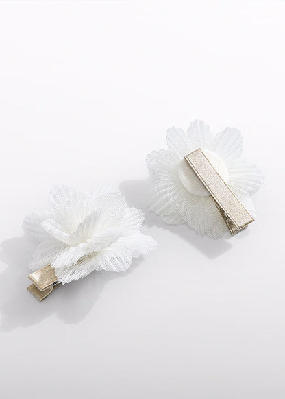 Haarspange Blumen Tüllstickerei 5415 weiß