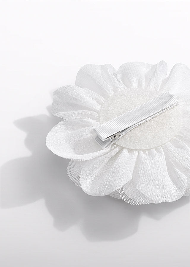 Haarspange Blumen Tüllstickerei 5415 weiß