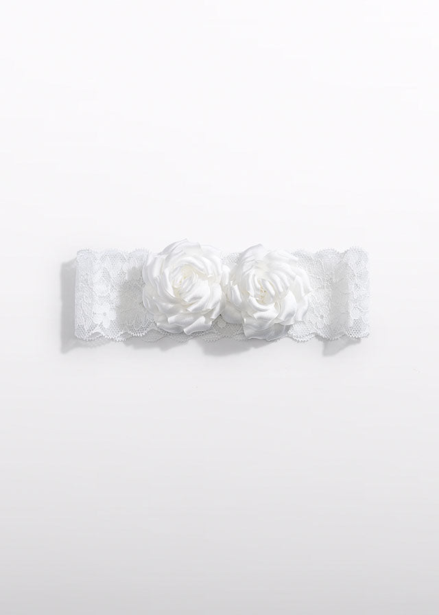 Haarspange Blumen Tüllstickerei 5415 weiß