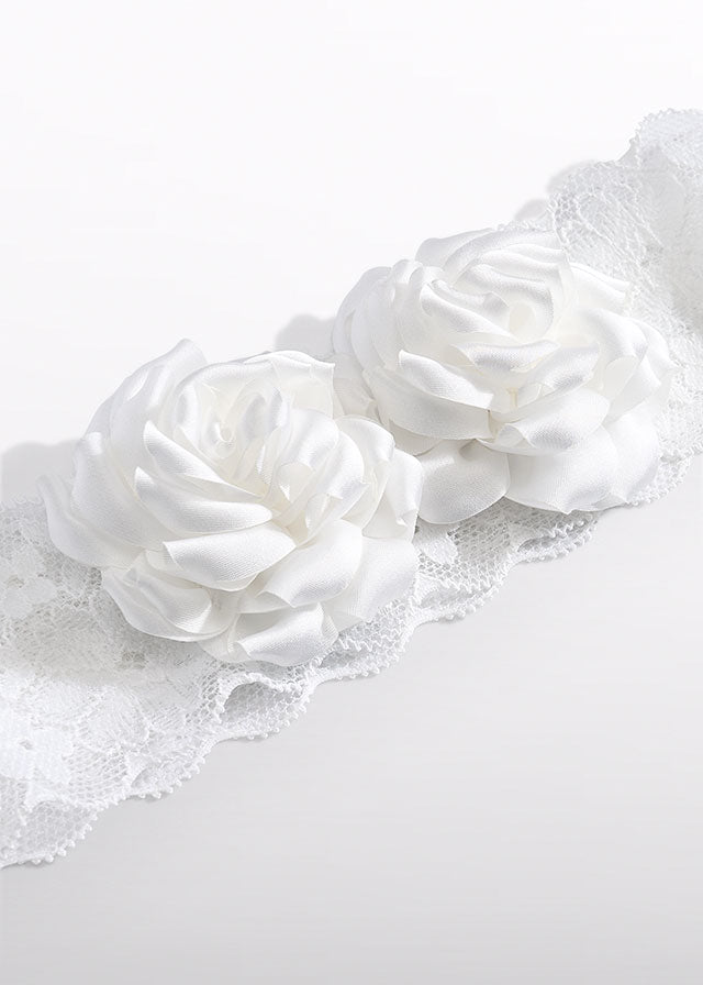 Haarspange Blumen Tüllstickerei 5415 weiß