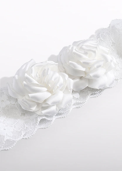 Haarspange Blumen Tüllstickerei 5415 weiß