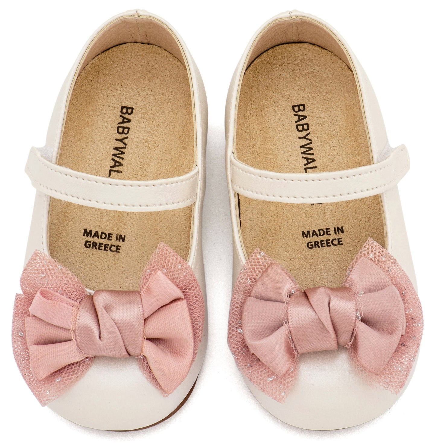 Babywalker Γοβάκι Μονή Μπαρέτα Διακοσμημένη με Φιόγκο BS3599 Εκρού Ροζ