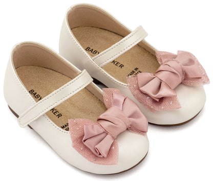 Babywalker Γοβάκι Μονή Μπαρέτα Διακοσμημένη με Φιόγκο BS3599 Εκρού Ροζ