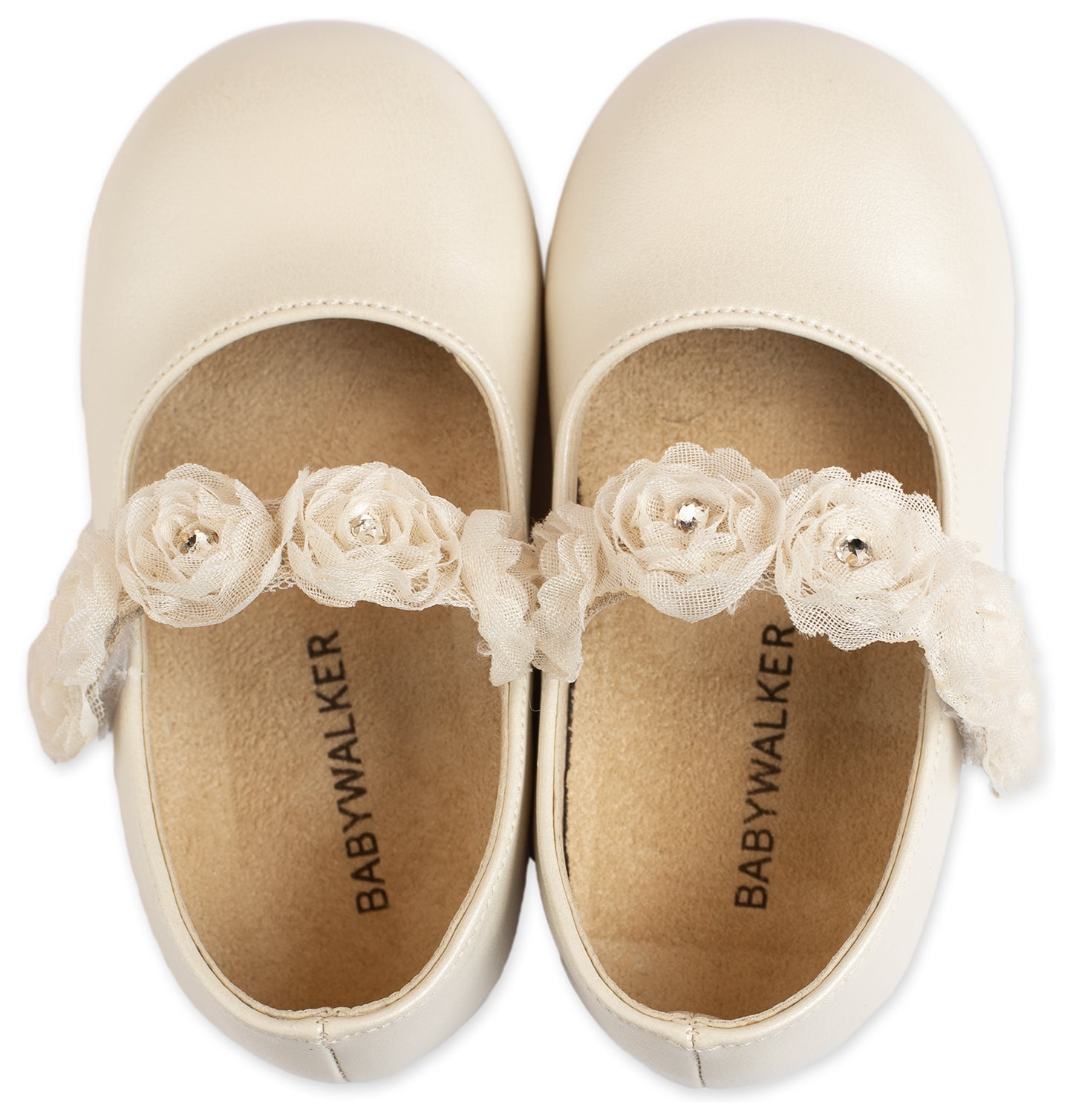 Babywalker Γοβάκι Μονή Μπαρέτα με Λουλούδια BS3523 Εκρού
