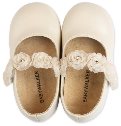 Babywalker Γοβάκι Μονή Μπαρέτα με Λουλούδια BS3523 Εκρού