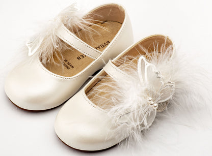 Babywalker Γοβάκι Μονή Μπαρέτα Διακοσμημένη με Χειροποίητο Διακοσμητικό BS3598 Λευκό